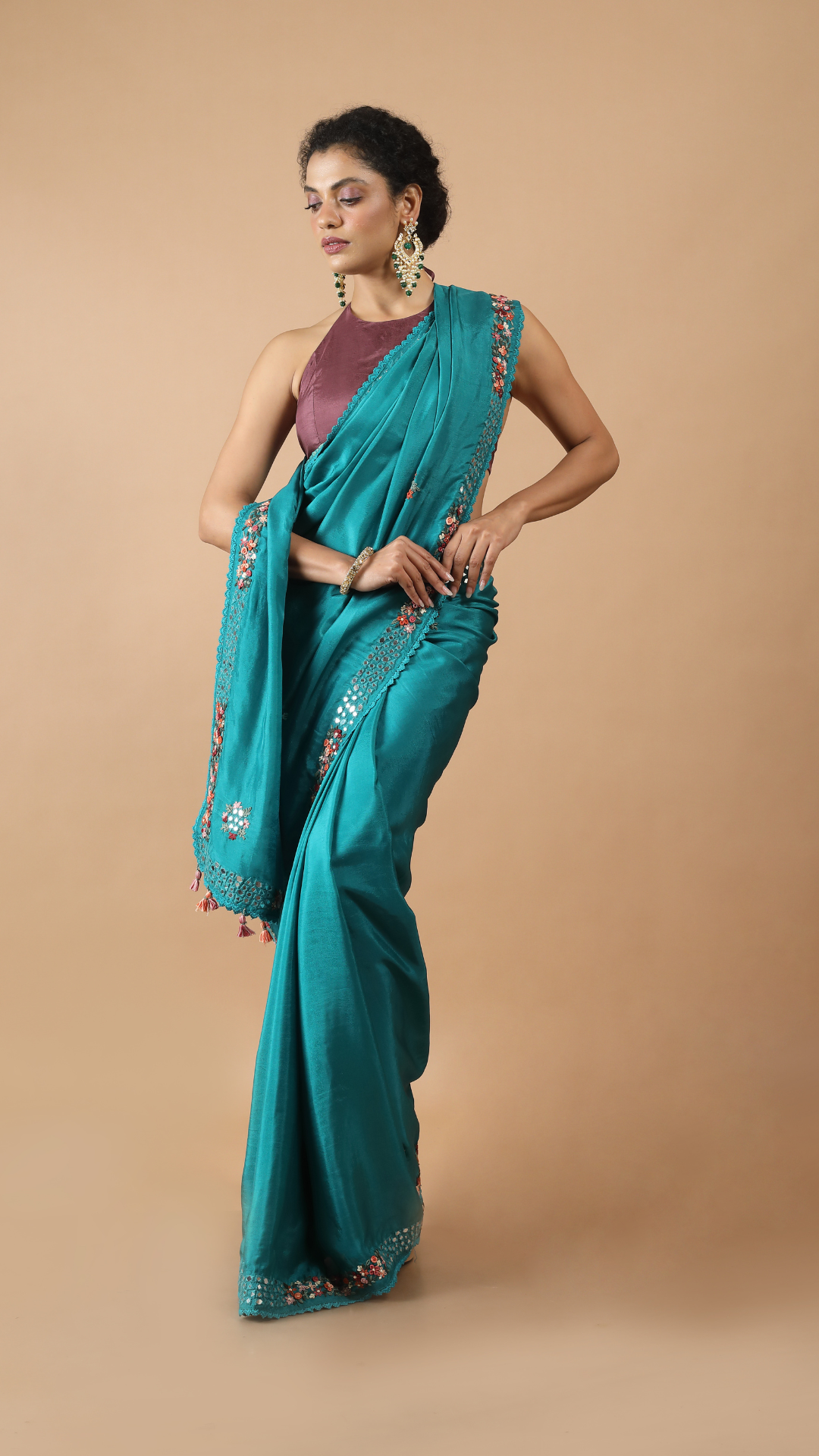 Maya River Blue Resham Hand Embroidered Saree