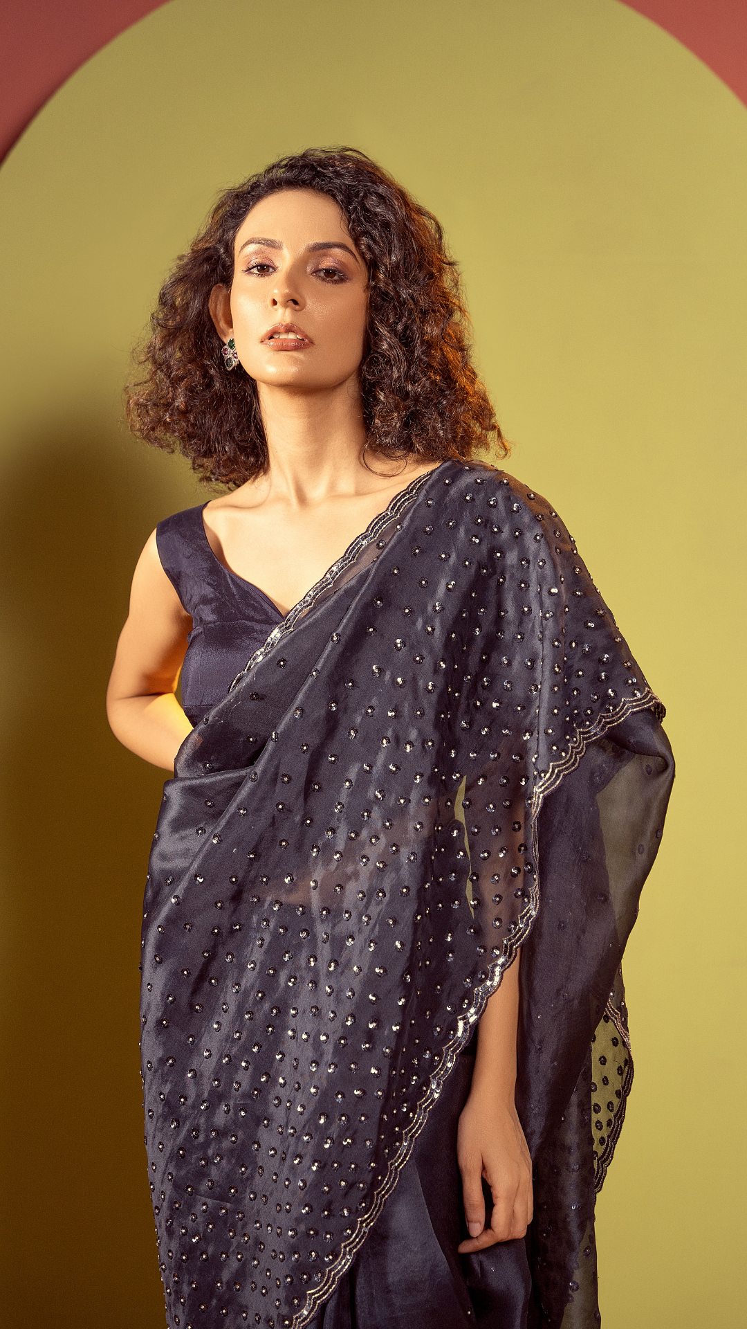 Ethereal Ensemble Midnight Blue Sequin Saree