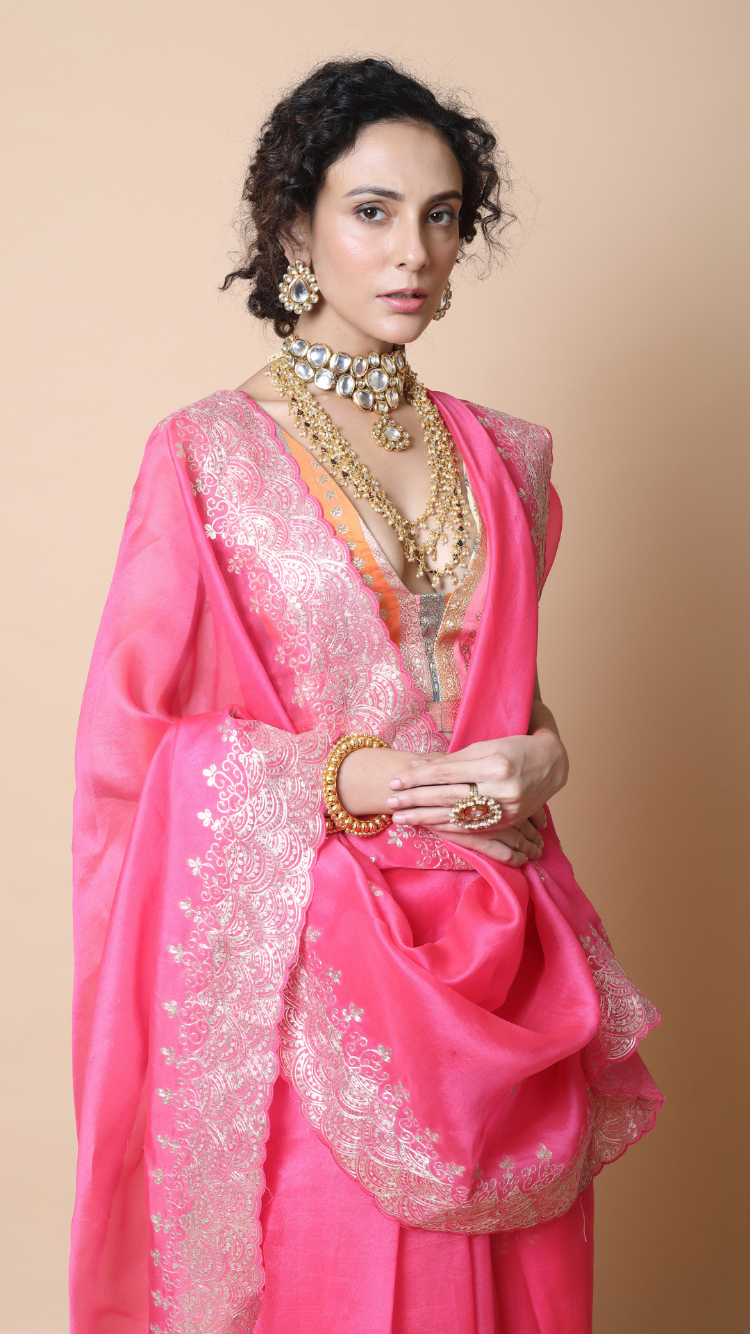Aisha Sorbet Pink Intricate Embroidered Saree
