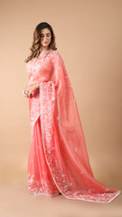 Inaya Organza Icing Pink Moti Detailed Saree