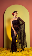 Ethereal Ensemble Black Net Sequin Work Saree