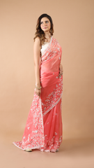 Inaya Organza Icing Pink Moti Detailed Saree