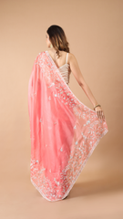 Inaya Organza Icing Pink Moti Detailed Saree