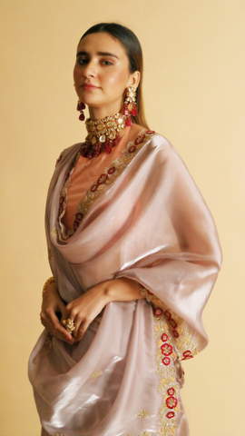 Aisha Tissue Hand Embroidered Saree