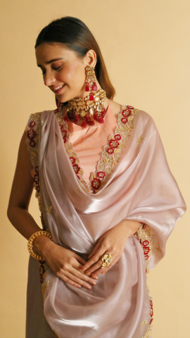 Aisha Tissue Hand Embroidered Saree