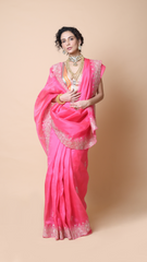 Aisha Sorbet Pink Intricate Embroidered Saree