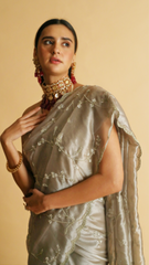 Heer Silver Sequins Jal work Saree