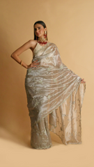 Heer Silver Sequins Jal work Saree