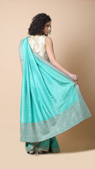 Aisha Green Intricate Order Upara Silk Saree