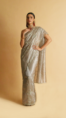Heer Silver Sequins Jal work Saree