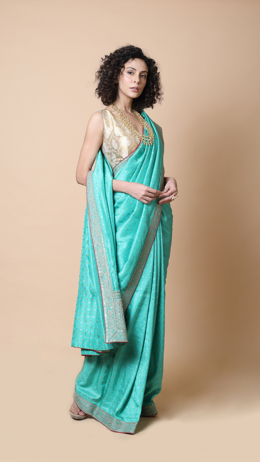 Aisha Green Intricate Order Upara Silk Saree