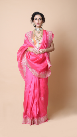 Aisha Sorbet Pink Intricate Embroidered Saree