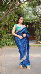 Saachi Bhasin in our Forest Blue Tie and Dye Saree