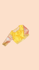 Aisha Freesia Yellow Stripe Organza Saree with Intricate Embroidered Border
