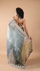 Aisha - Hunter Green2d Sequin Embellished Organza Saree