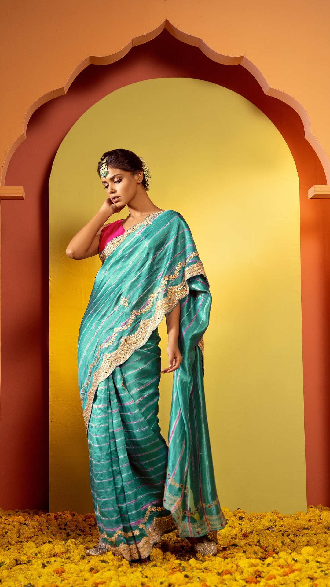 Ethereal Ensemble Tie Dye Saree with Gota Patti Detailing